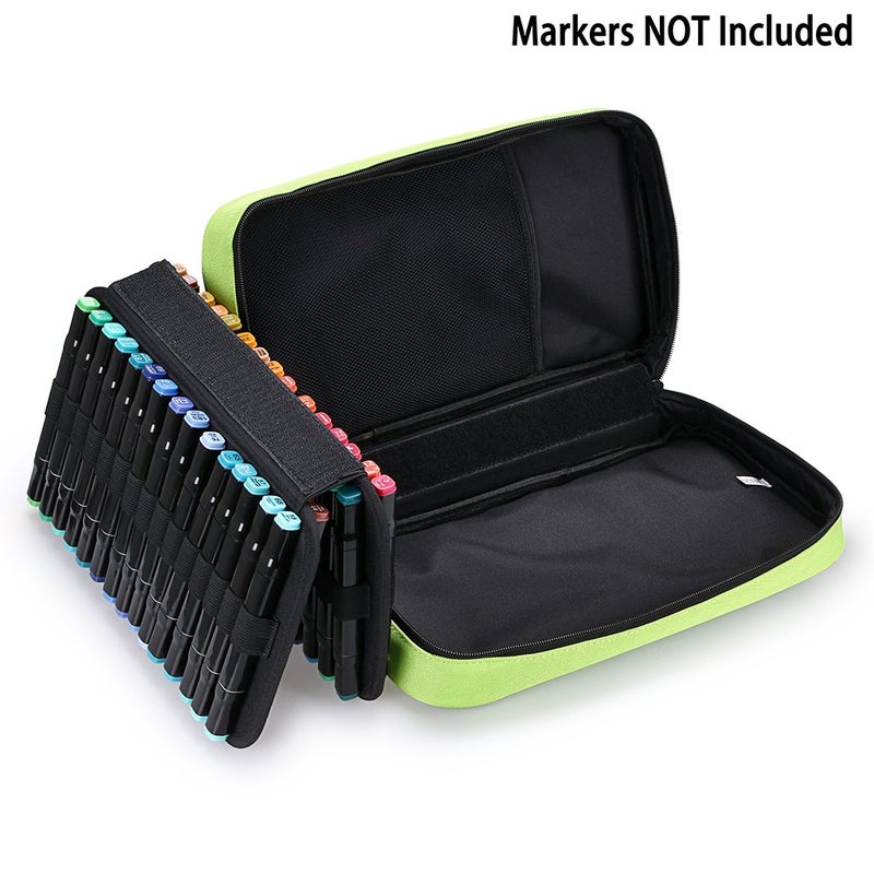 BTSKY Art Marker Carrying Case Lipstick Organizer-60 Slots Canvas Zippered Markers Storage for Touch Spectrum Noir Paint Sharpie Markers, Empty Wallet Only(Green) - Image 4
